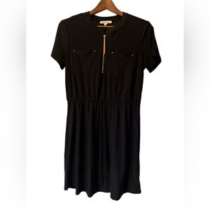 PerSeption Concept Black Short Sleeve Dress with Gold Zipper